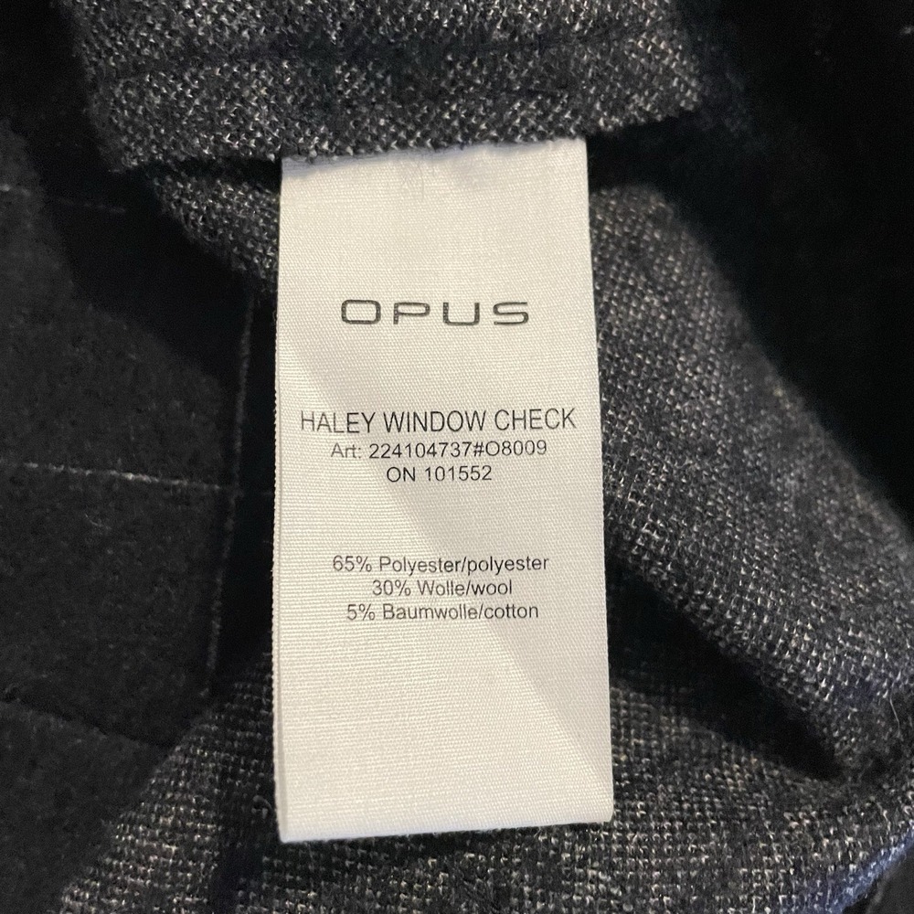 Opus Haley Window Check Blazer Women 38 Blue Longline Wool Jacket Vintage Scandi - Picture 8 of 9